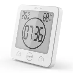 Waterproof Touch Screen Bathroom Clock with Temperature and Humidity Display (White)