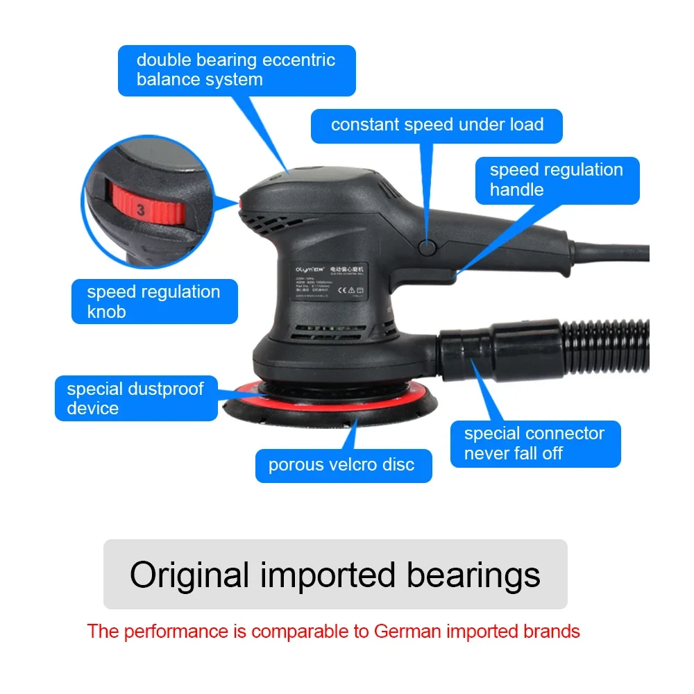 220v 6 Inch 150mm Rotary Electric Orbital Sander Random Sander For Wood Metal Drywall