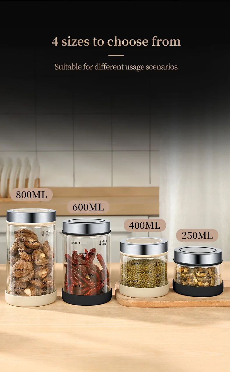 High Borosilicate Glass Storage Jar - Moisture-Proof Kitchen Sealed Container for Coffee Beans