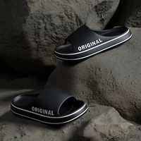 Chaussures antidérapantes à semelle épaisse pour hommes et femmes, sandales d'été pour Couple, pantoufles avec lettres, diapositives de plage, couleur unie 3
