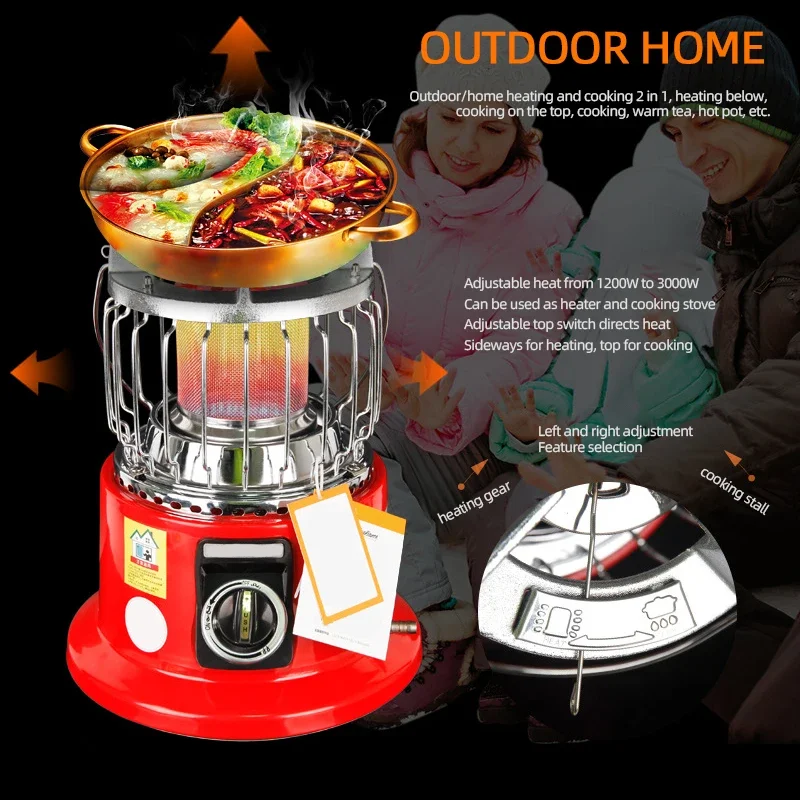 Outdoor Tent Propane Heater 2-in-1 Camping Gas Stove Portable Camp Heaters for Ice Fishing Survival Emergency Patio Orange 5