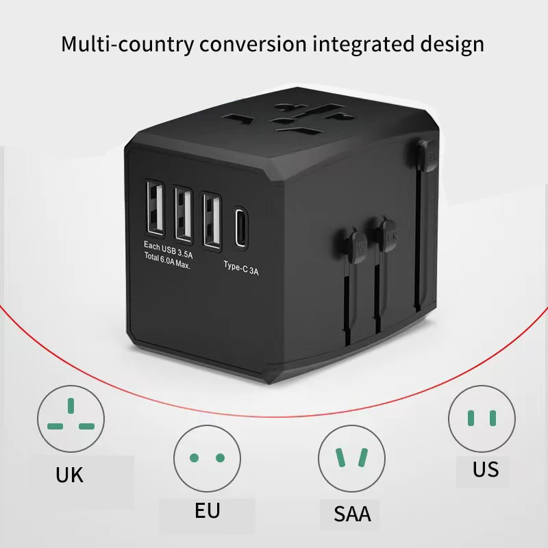 Universal Travel Adapter with 3 USB and 1 Type C Charger Power Adapter