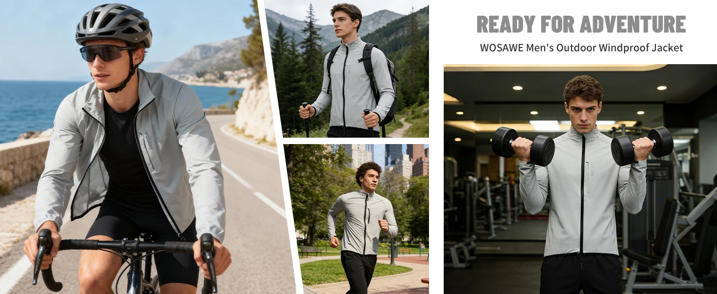 WOSAWE Cycling Jacket Lightweight Windproof Long Sleeved MTB Road Bike Windbreaker Reflective Breathable Jacket Bicycle Clothing