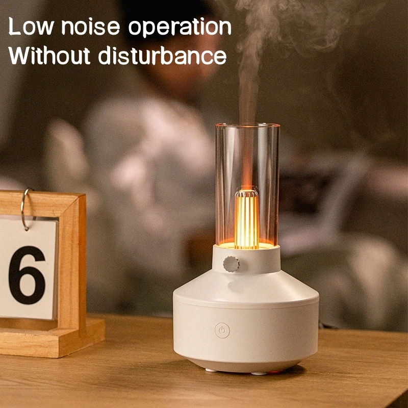 Desktop Retro Air Humidifiers Candlelight Humidifier Mute 150ML Essential Oil Diffuser For Home Bedroom USB Aromatherapy Machine