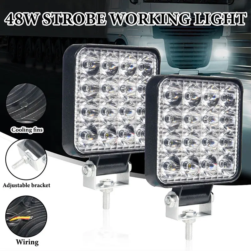 1PC 16LED White Mini Off-Road Work Light Bar
