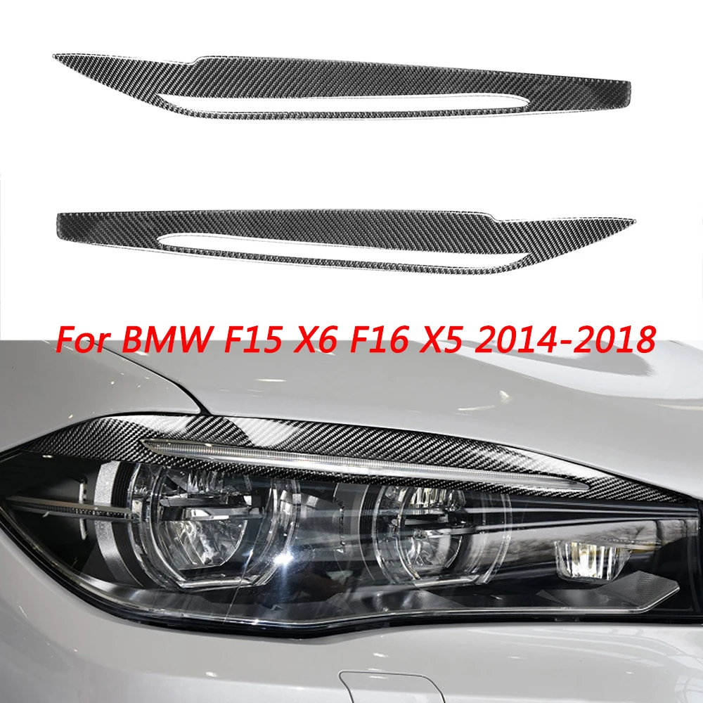 

2PCS Carbon Fiber Headlight Eyebrow Eyelids Trim Stickers for BMW F15 X6 F16 X5 2014 2015 2016 2017 2018 Car Accessory