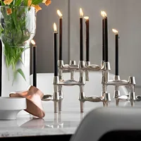 Luxury Candlestick Holders 10cm Small Stand Nordic Stainess steel Candlestick for Stick Skinny Candelabra Set Living Room Decor 4