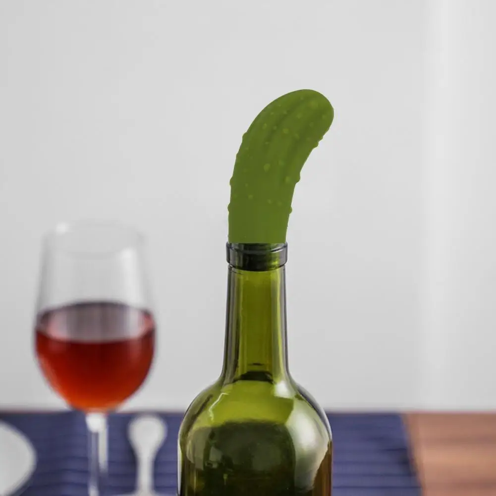 8cm Silicone Stopper Resealable Flexible Wear-resistant Good Sealing Cucumber Shape Beer Champagne Wine Cork Plug For Home Bar