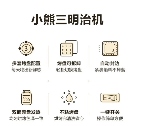 Bear Sandwich Machine Breakfast Machine Bread Cake Bell Small Double Plate Dispenser Driver Automatic Edge Sealing