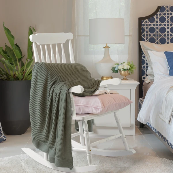 白色 杨木 温莎 木摇椅-17