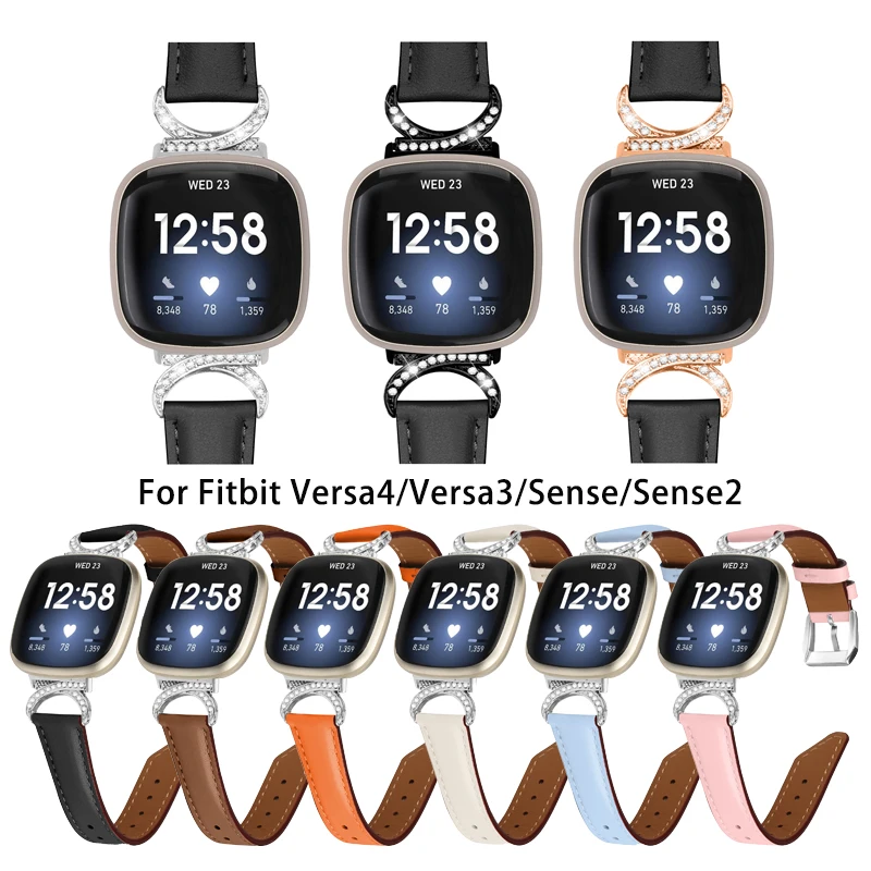 Per Fitbit Versa 4 Cinturino Per Orologio Intelligente Cinturino In Morbida Pelle + Metallo Per Cinturino Fitbit Versa 3 Per Fitbit Sense / Sense 2 Co