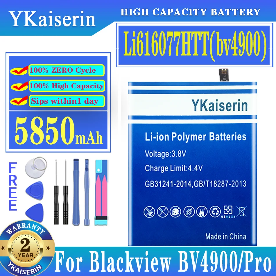 

YKaiserin 5850mAh Battery Li616077HTT (bv4900) for Blackview BV4900 BV 4900/BV4900 Pro BV4900Pro
