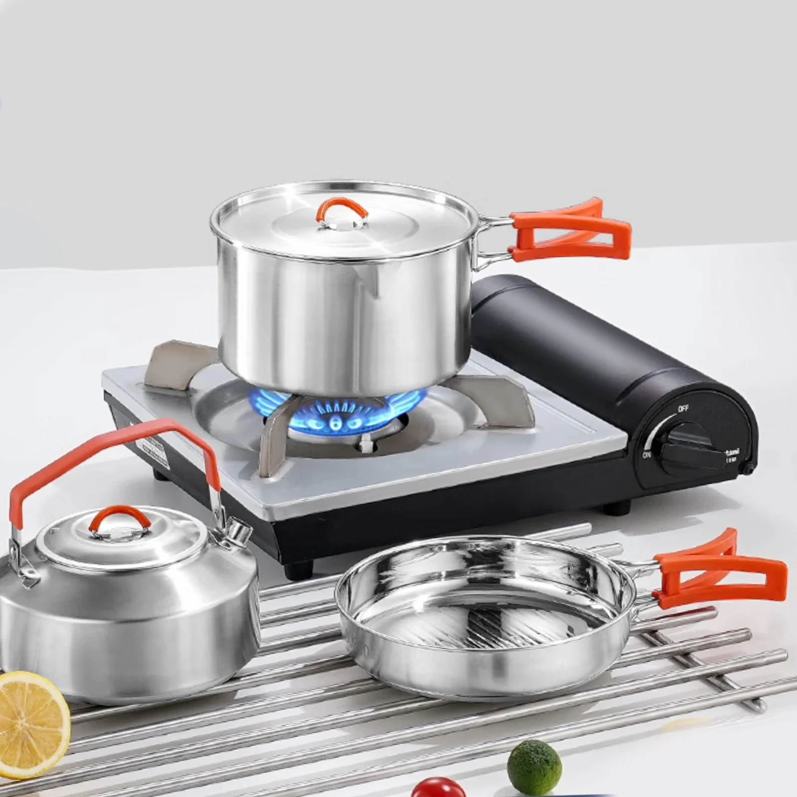Camping Cookware Set 3Pcs/Set Durable Lightweight for Campfire Camping Pot and Pan for Camp Backpacking Hiking Picnic Equipment