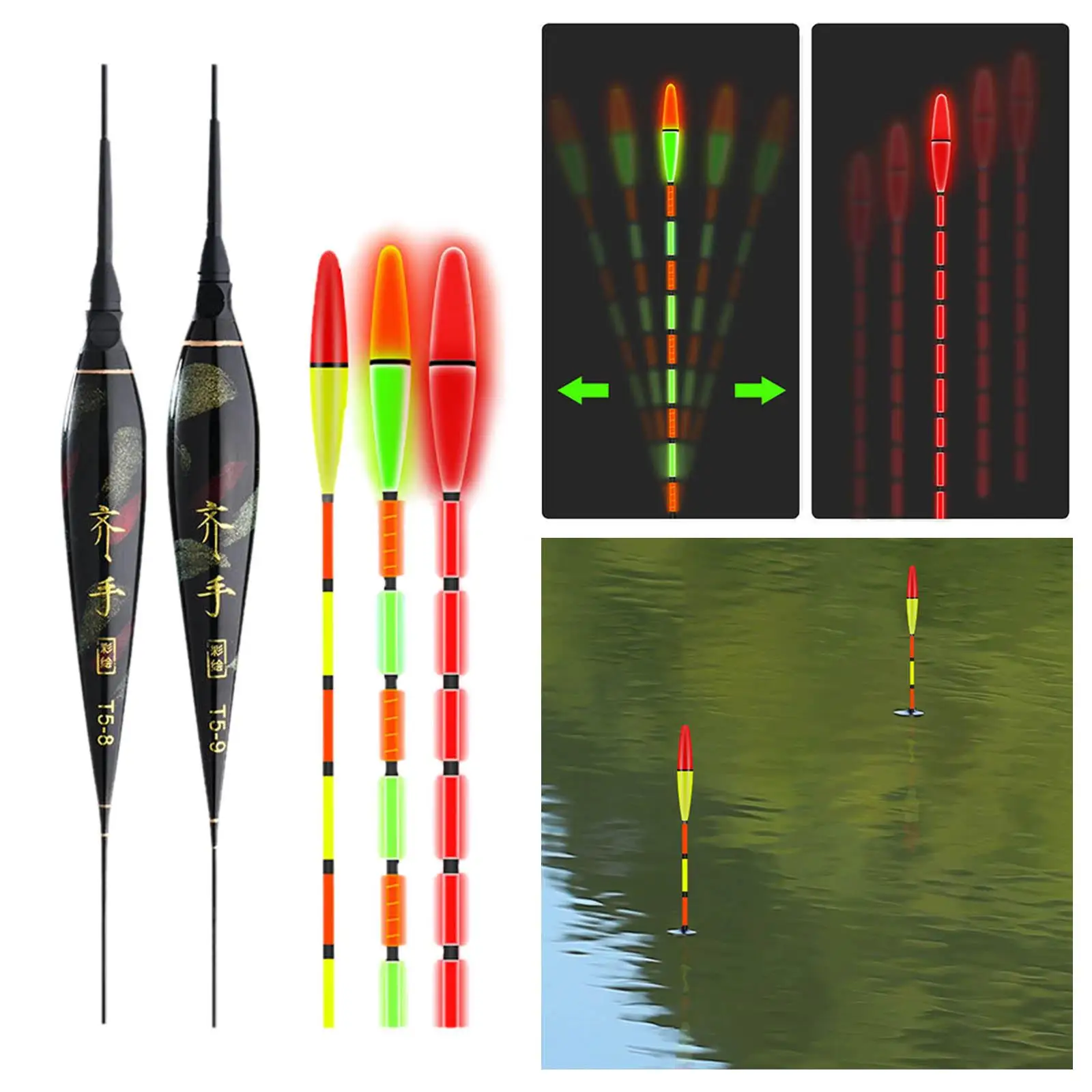 5x Electric Fishing Float Bite Reminder Luminous Fish Float Bobber