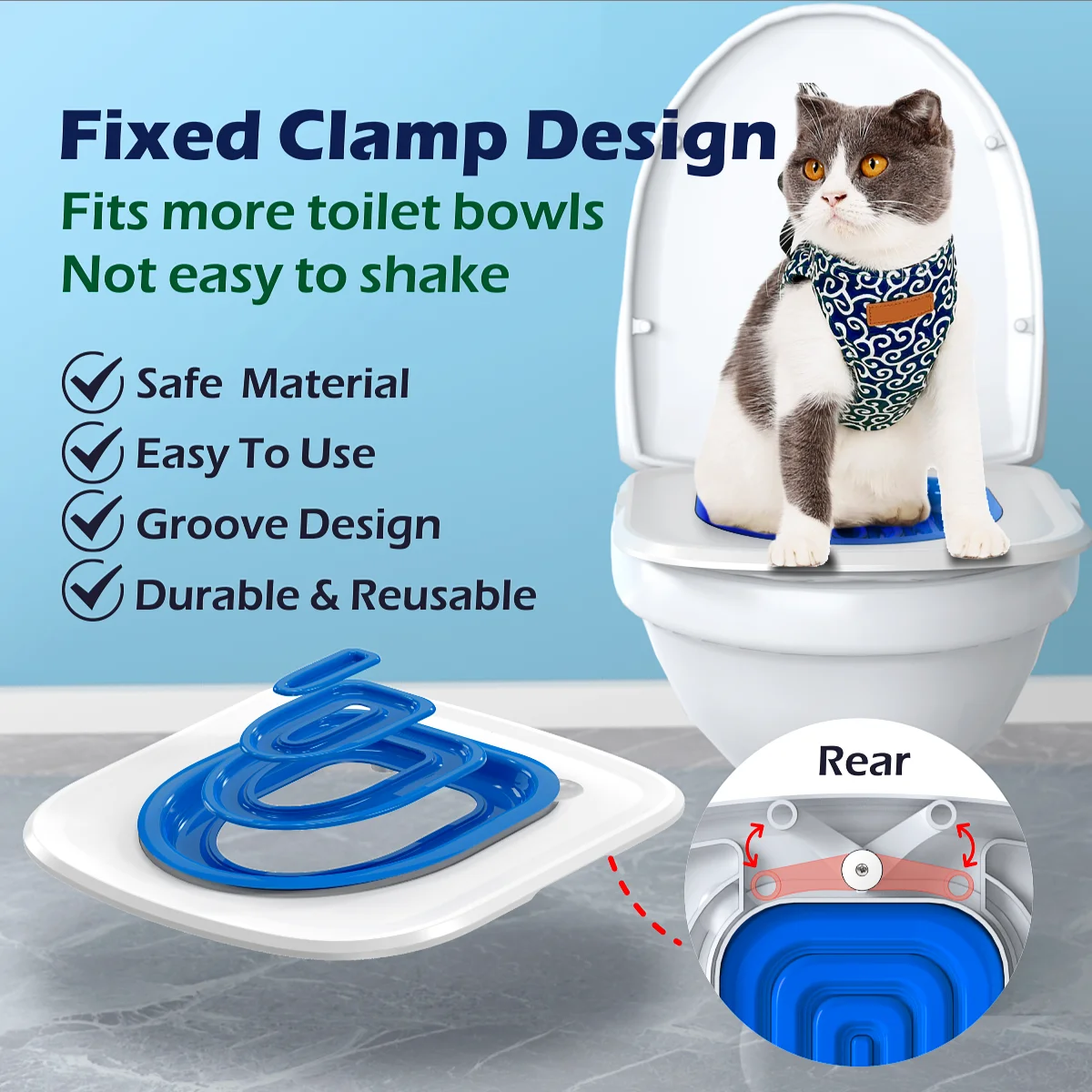 

Cat Toilet Training Kit Reusable Cat Toilet Trainer Puppy Cat Litter Mat Toilet Pet Cleaning Cat Teach Cat to Use Toilet Trainer