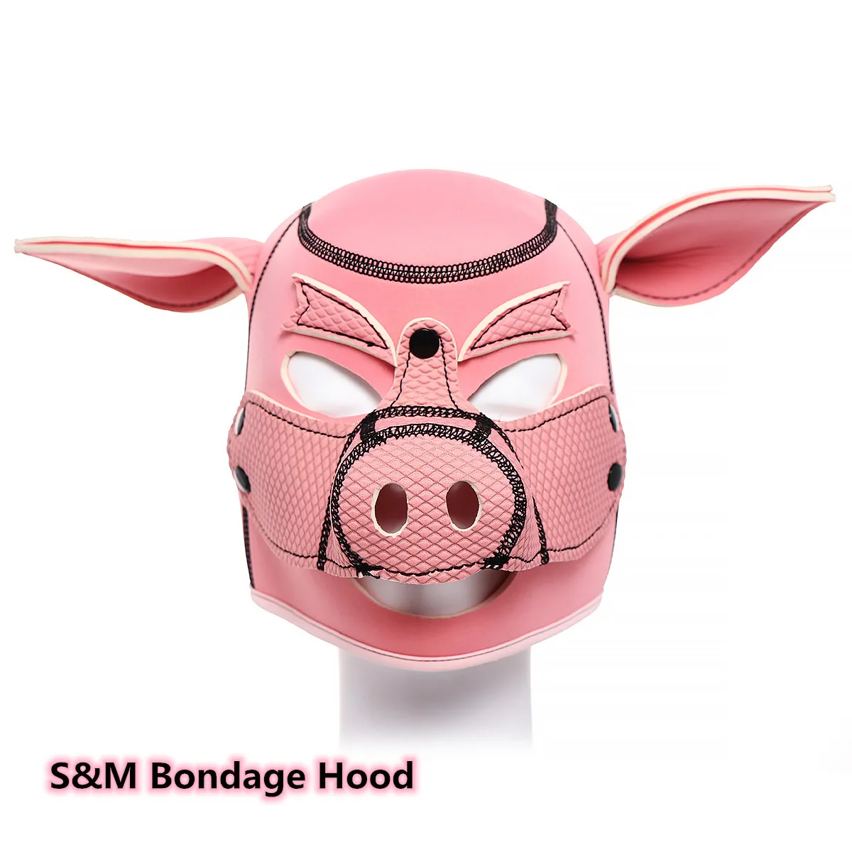 Costumes Masked Sexy of Bdsm Bondage Latex Pig Play Pink Hoods with Openable Mouth for Fetish Slave Cospla_voghion.com