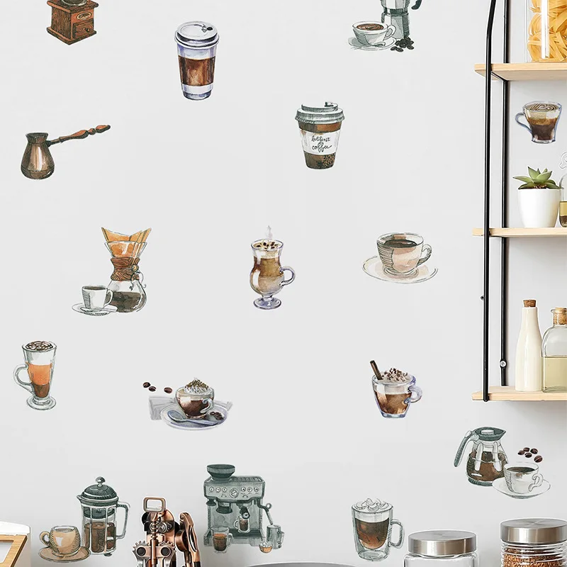 Creative Post Coffee Cup DIY Kitchen Cafe Background Landscaping Decorative Wall Stickers Living Room Decoration wall stickers