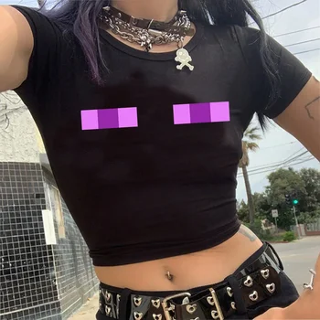 Y2k Crop Top T-shirt Women Clothes Aesthetics Harajuku Graphic Hip Hop Grunge Goth Cropped Vintage Streetwear Summer Spicy Girl 1