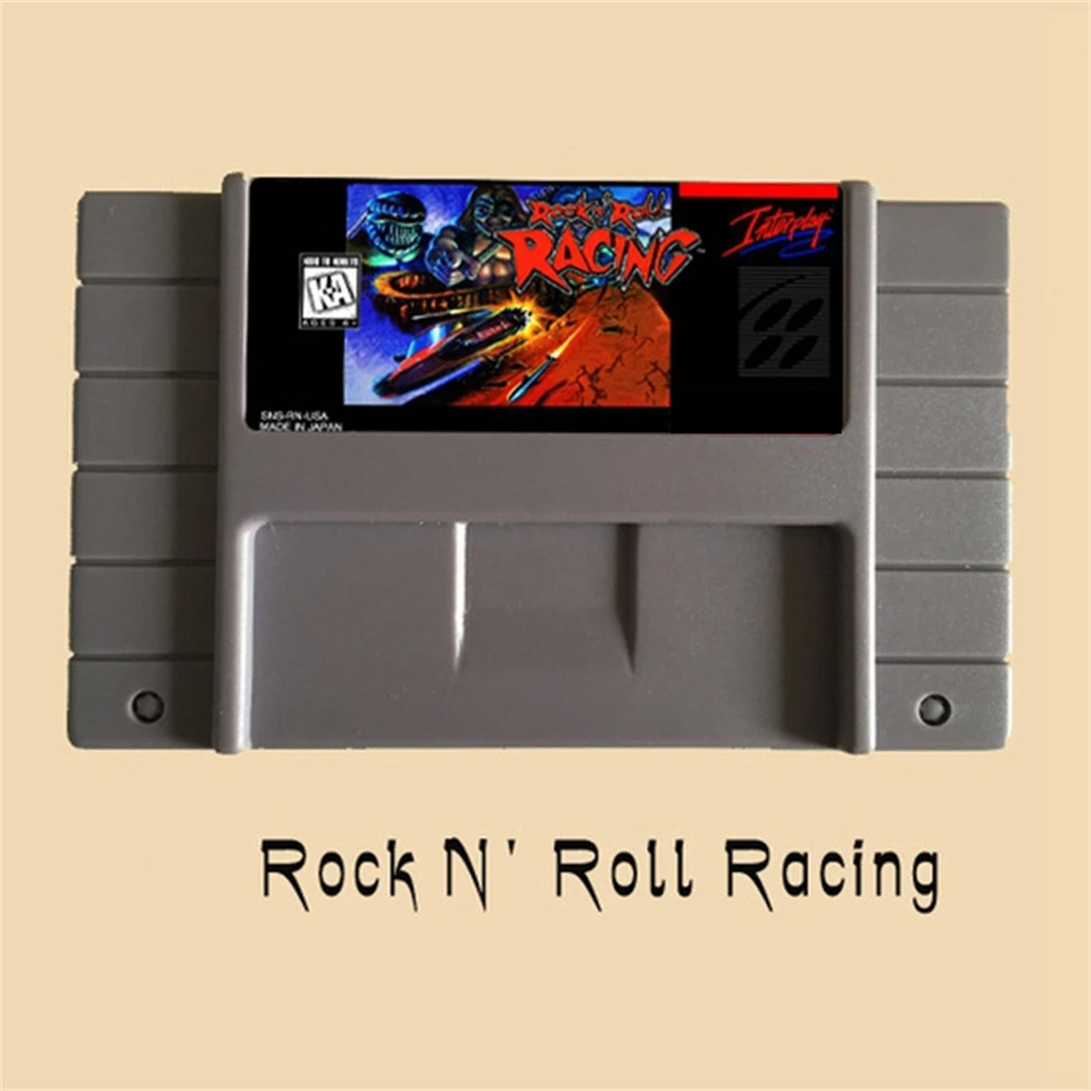 Rock N' Roll Racing 16 Bit Big Grey Game Card Per Usa Ntsc Game Player