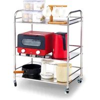 Stainless Steel Cart with Wheels 3 Tier,Stainless Steel Kitchen Cart,Stainless Steel Utility Cart,Metal Cart with Wheels 1