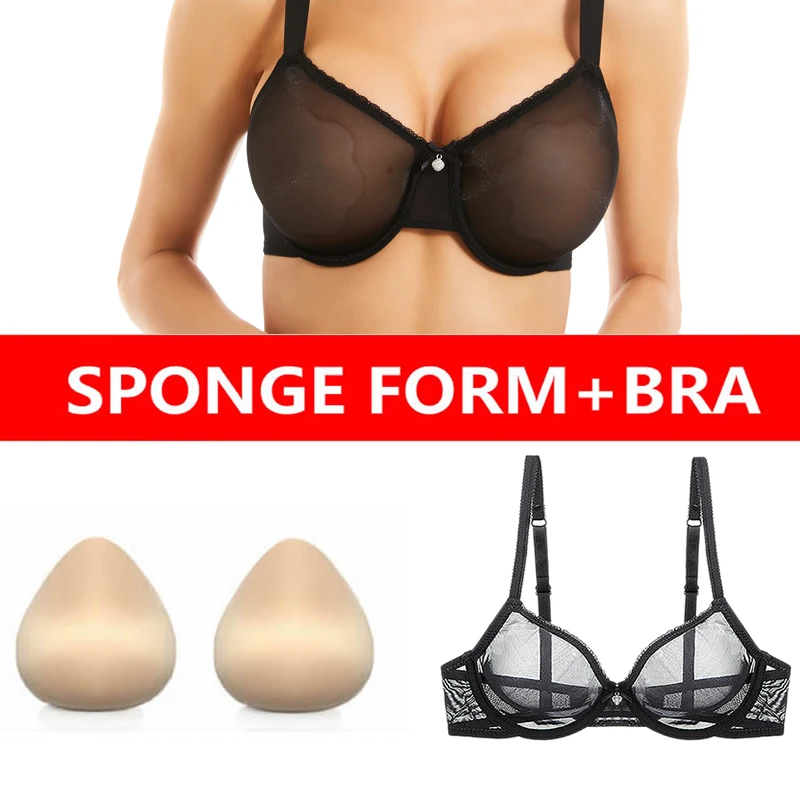 See-through Pocket Bra+a Pair Of Breastforms For Crossdress9008cd