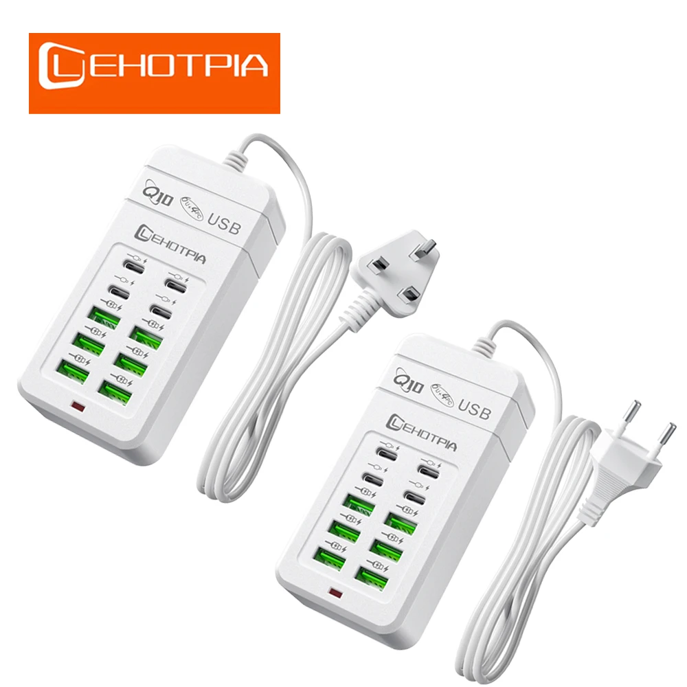 EU UK US Plug Multiple Rapide USB Charger Power Adapter 1.2m Extension Cord 6 USB-A 4 USB-C Portable For Mobile Phone USB Socket 1 EU UK US Plug Multiple Rapide USB Charger Power Adapter 1.2m Extension Cord 6 USB-A 4 USB-C Portable For Mobile Phone USB Socket 1