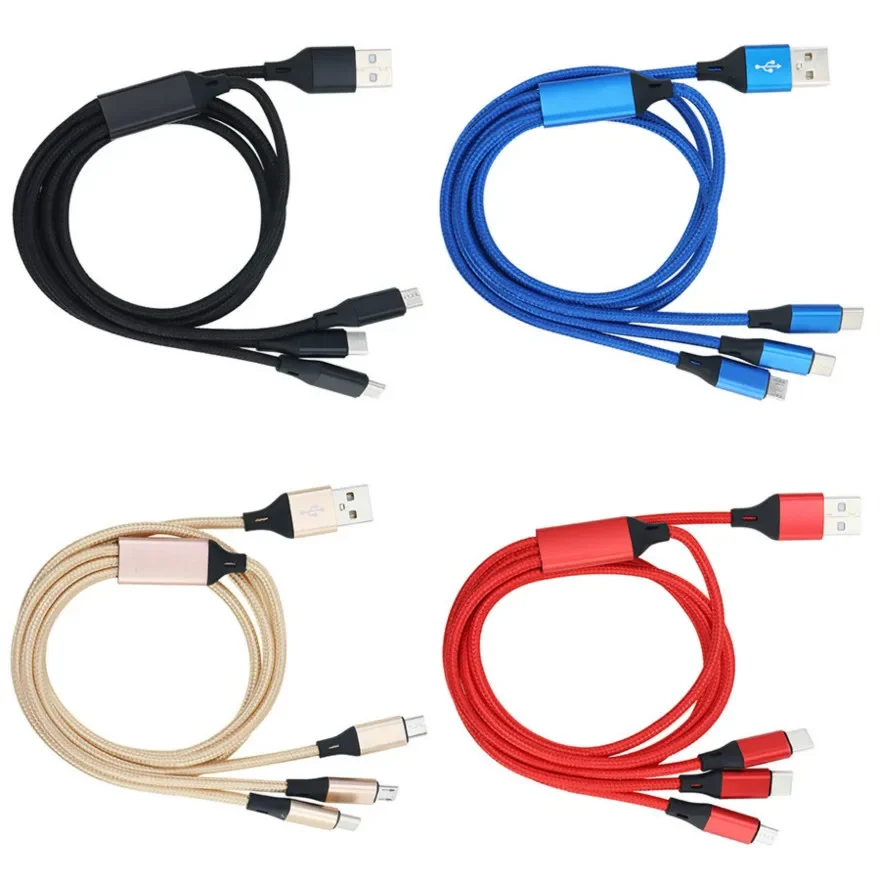 

Кабель зарядный 3-в-1 с микро-USB Type-C, 1000 шт.
