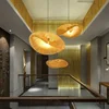 HandMade Vintage Bamboo Weaving LED Pendant Light Home Hanging Chandelier Lighting Living Room Kitchen Rattan Woven  Lamp 3