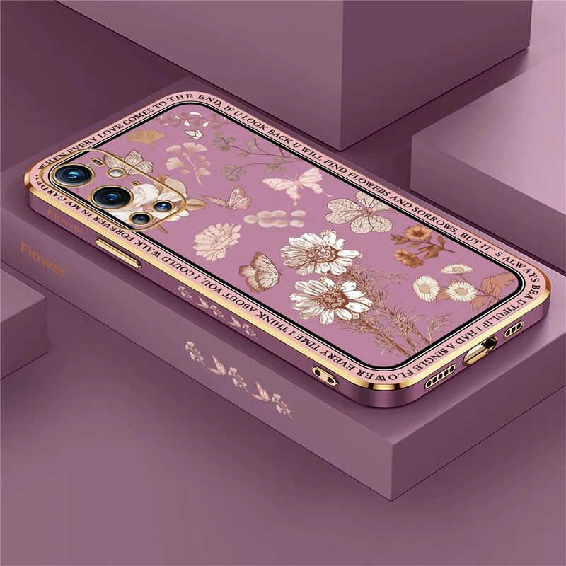 Luxurious Silicone Case with Plated Floral Design