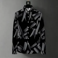 Nouvelle chemise homme 2026 à manches longues, motif peinture à l'encre et graffiti, infroissable, décontractée, polyvalente, pour le bureau et les trajets quotidiens 3