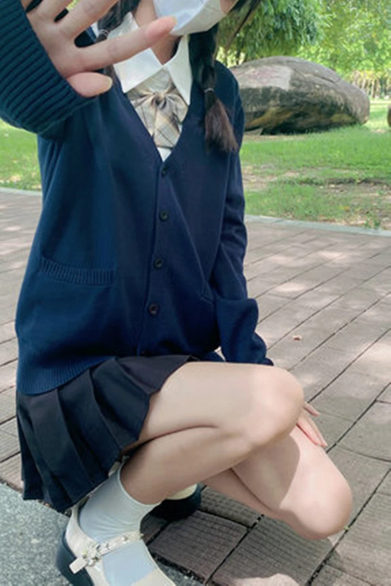 

JK Cardigan Coat Sweater Autumn Winter Day Lazy Style Women's Uniform Knitted Top