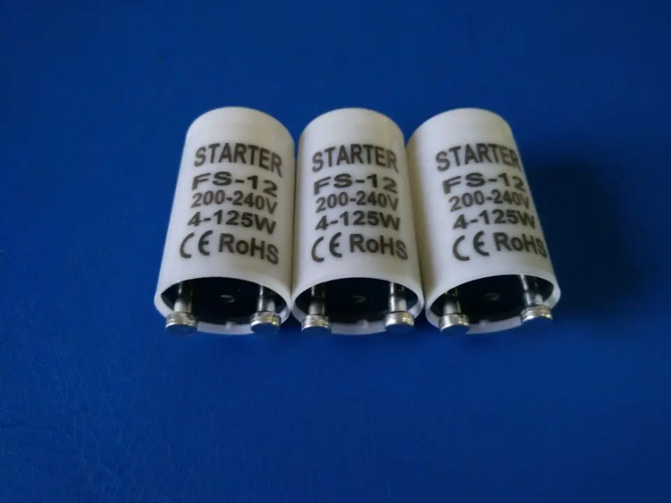 Fluorescent Starters 10pcs/lot fluorescent tube fuse starter with White housing AC220V-240V 4-125W fluorescent light ballast starter CE ROHS
