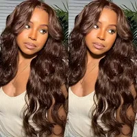 13x6 Chocolate Brown Body Wave Lace Front Wig 16-36 Inch Lace Frontal Wig 100% Human Hair Pre Plucked Colored Human Hair Wig 2
