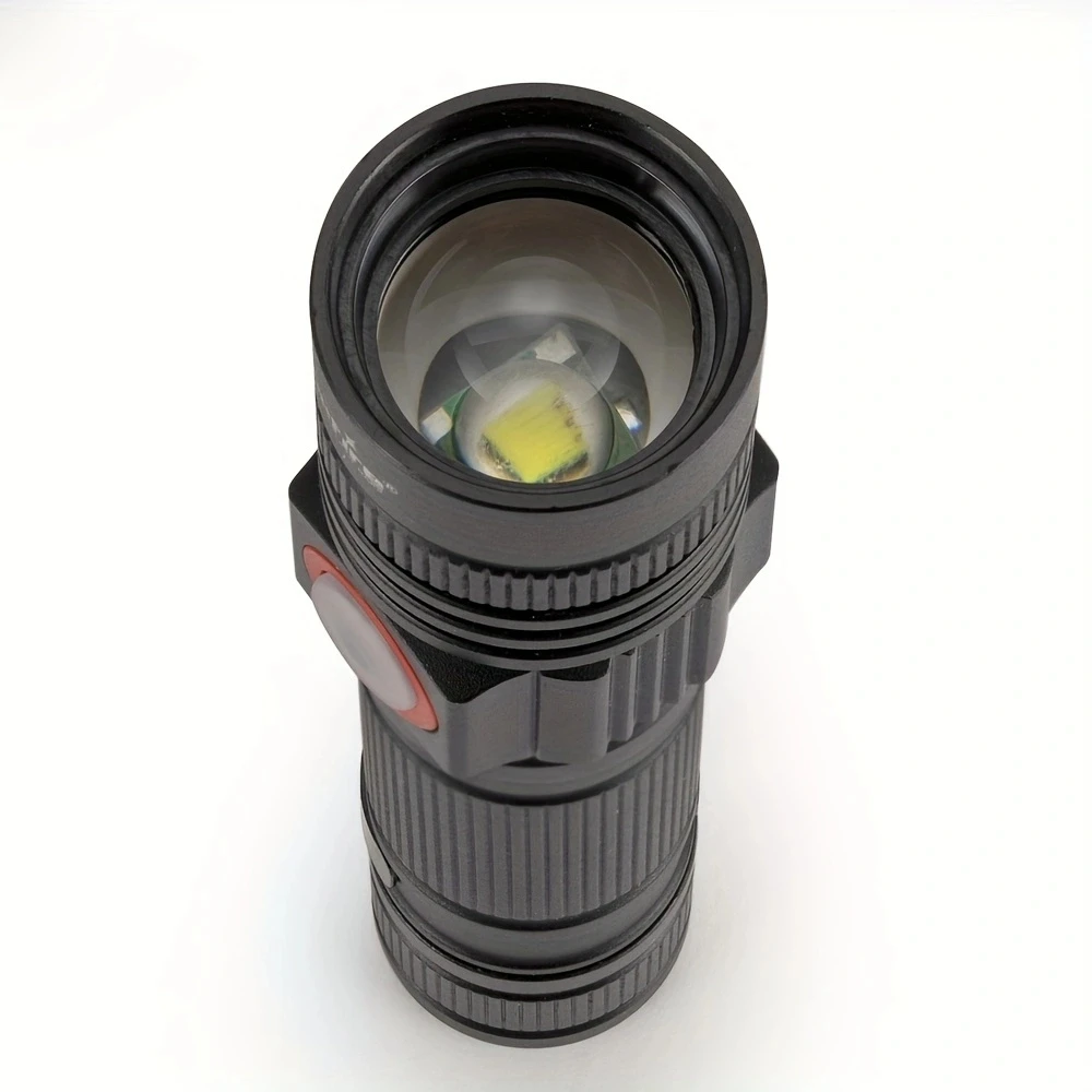 고출력 T6 LED 손전등, USB 충전 18650 배터리, 야외 하이킹, 캠핑, 사냥, 낚시, 휴대용 순찰 토치, 10W 줌