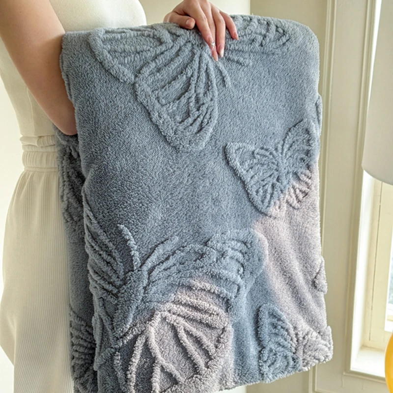 Coral Fleece Fabric Autumn Blanket with Exquisite 3D Butterflys Soft Comfortable Warm Winter Sofa Blankets Four Seasons Blanket