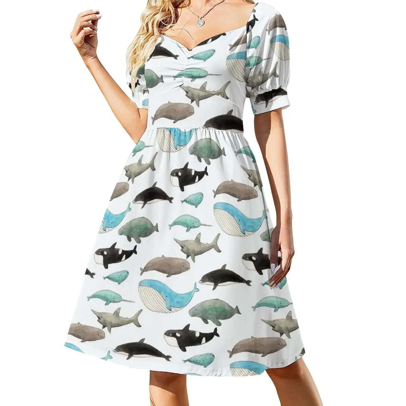 thumbnail image 1 of Animales marinos Vestido de manga corta Vestidos de mujer vestido para mujer, 1 of 7