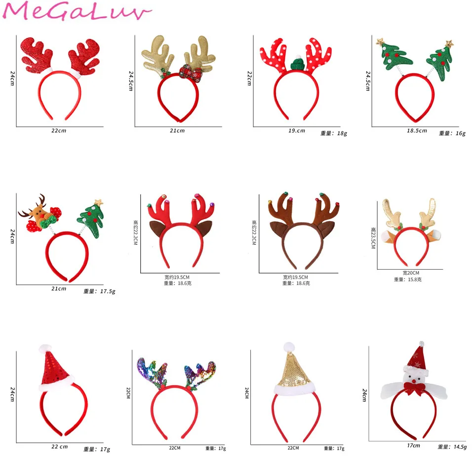 

2024 Christmas headband elk horn five star headband Christmas decorations children's plastic headband party decorations
