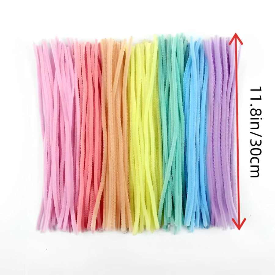 Macaron Colored Pipe Cleaners 300pcs 11.8 Ins/30 Cm Chenille Stem Cleaners for DIY Craft Projects