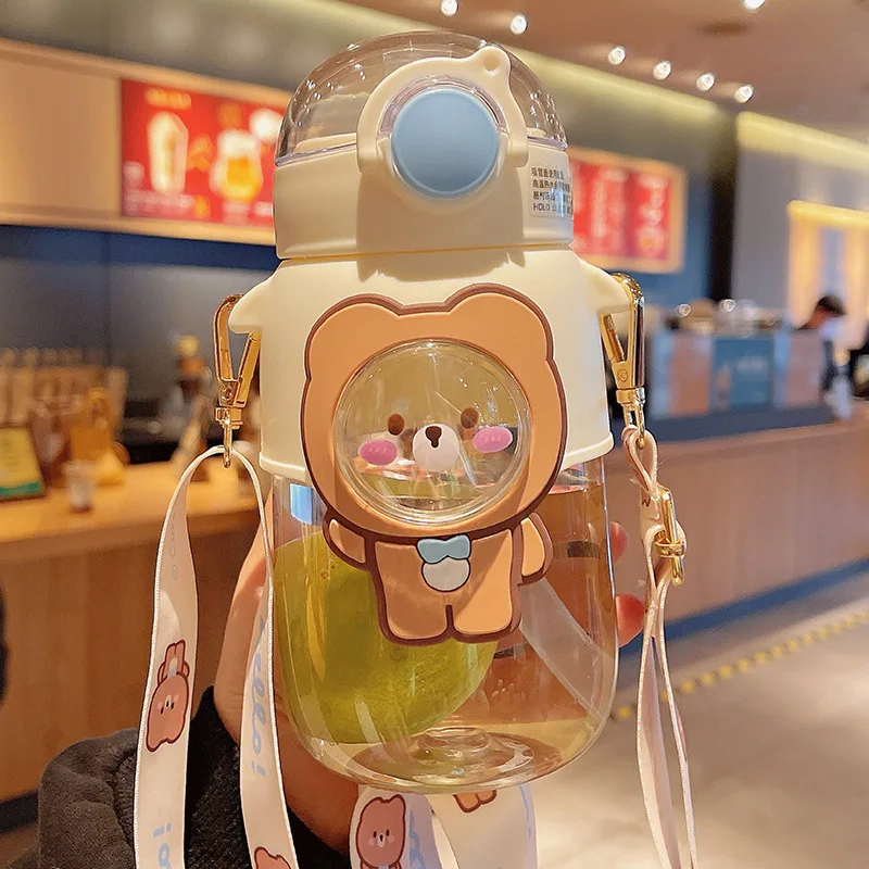 Cartoon Travel Straw Mug Summer Cute Bear Plastic Cup Kawaii Kid Tumbler  Portable Sport Drink Kettle 850ml Water Bottle For Girl - AliExpress