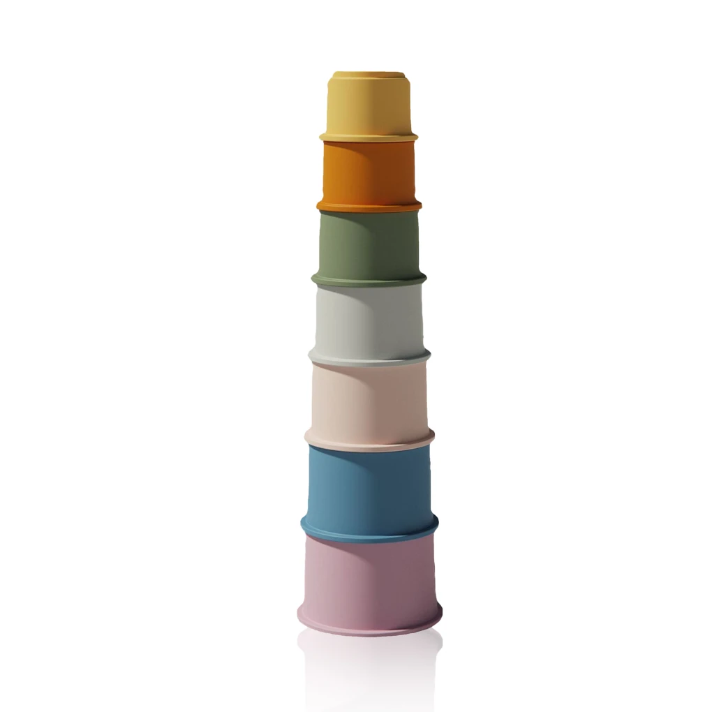 7Pcs Baby Stacking Cups Toy Silicone Education Building Blocks Toys Stacking Cup Montessori Toys Educational Hourglass