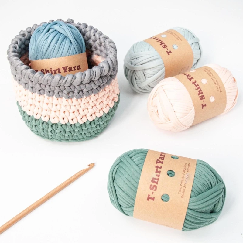 T Shirt Yarn Spaghetti Yarn Thick Yarn for Crocheting Cotton Polyester  Elastic Fabric Cloth Knitting Yarn for Hand DIY - AliExpress