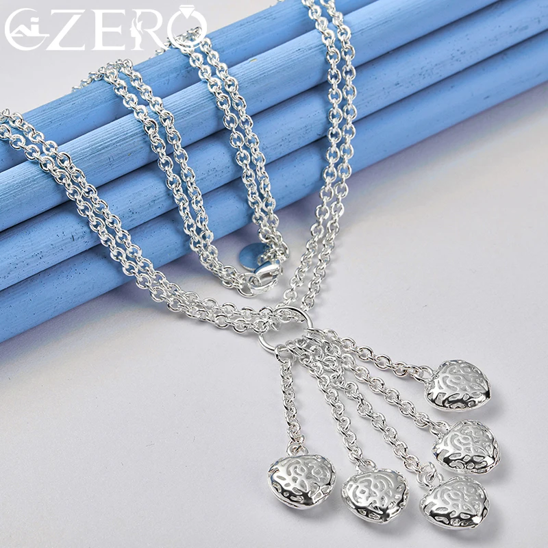 ALIZERO 여성용 5 하트 펜던트, 18 인치 체인 목걸이, 웨딩 약혼 파티 패션 주얼리