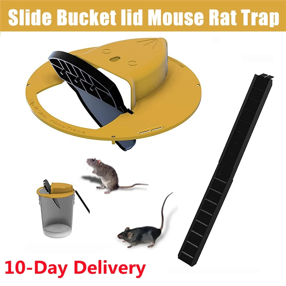 Flip & Slide Mouse Trap Bucket Lid – Humane Catch Trap For 5-Gallon Buckets (Homer Bucket Compatible) – Indoor/Outdoor Use