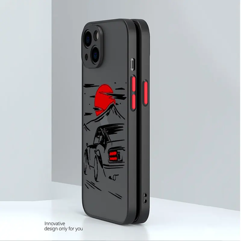 Matte Silicone Edge Clear Phone Case with JDM Dream Car Design