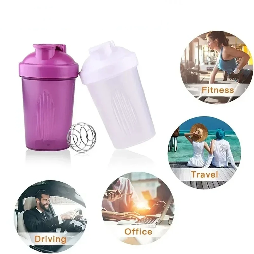 Shaker Bottle 1pc Shaker Bottle with Shaker Balls 400ml Leak Proof Drink Bottle For Shake Pre Work Out Hiking Fitness Cup
