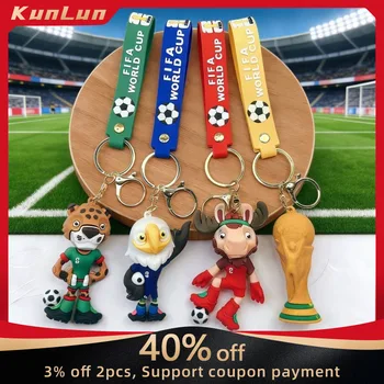 2026 FIFA World Cup Mascot Keychain Clutch Zayu Maple Soccer Keyring Car Ornament Gift for Canada Mexico USA Fans Gifts Toys 1