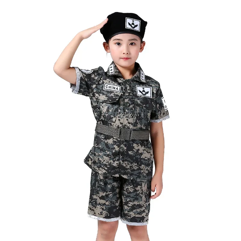 Korea Camouflage Uniform For Kids Boy Girl Summer Outdoor Uniform For Summer Combat Tactical Short Long Sleeve 4