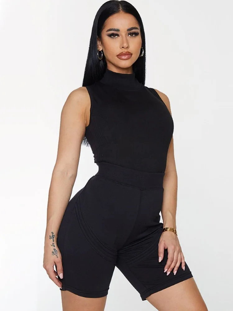 

Szkzk Sexy Playsuits For Women Tight Jumpsuit Black Overalls Night Club Rompers One Piece Outfits Party Bodycon Jumpsuits Shorts