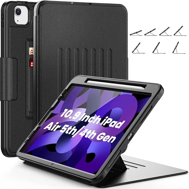 Ímã Smart Case para Ipad Air Air 10.9 2023 10th Generation 10.9 Capa Robusta à Prova de Choque Multi-ângulo Kickstand Buckle Funda