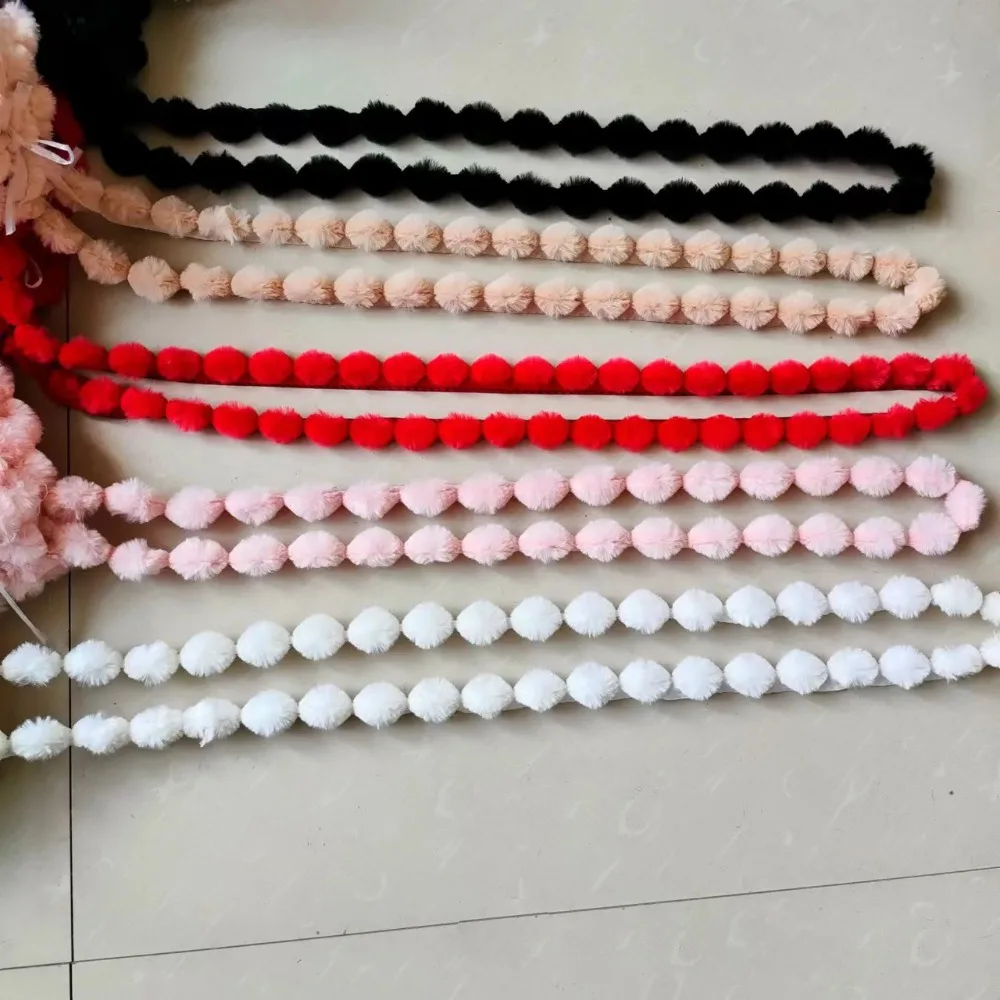 New 1M Faux Rabbit Fur Hairball Ribbon Cuff Plush Strip Handmade Wool Tops Stage Costume Artificial Fur Stripe Decoration